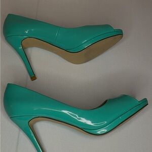 4 inch Elegant Teal Peep-Toe Heels